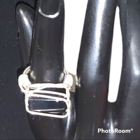 Silver & black onyx necklace & ring Set - Picture 4 of 10